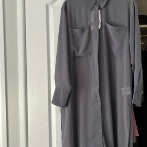 Zara gray midi semi-sheer tunic dress